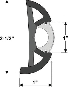 Taco Metals V11-9970BKA100-1 Rubrail Flx Blk W/chr 100' - LMC Shop