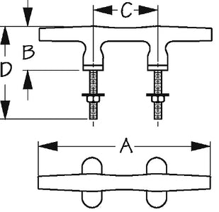 Sea-Dog Line 44206 Cleat 6in Open Base W/stud Mt. - LMC Shop