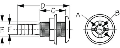 Sea-Dog Line 520740-1 Thru-Hull Fitting 5/8in - LMC Shop