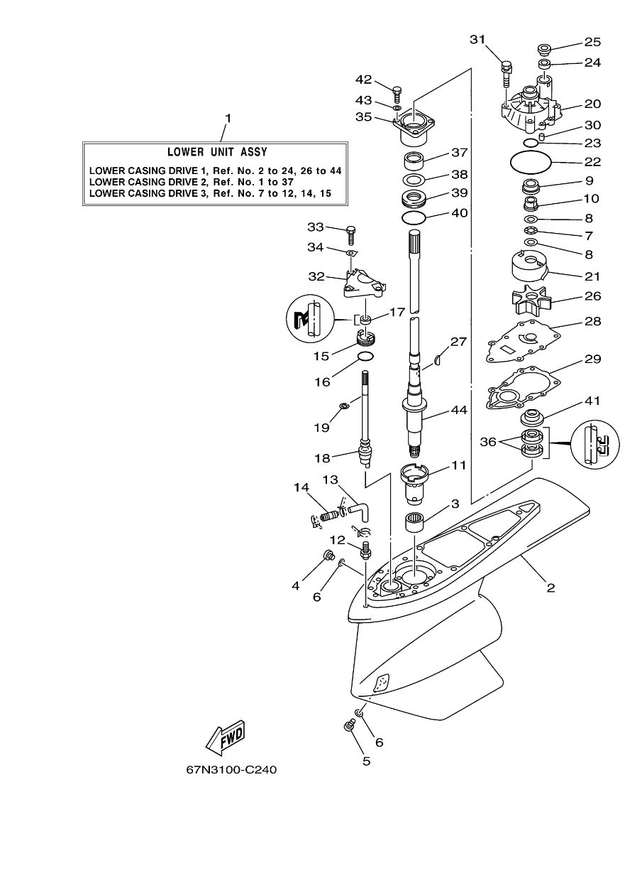 Yamaha TRP Lower Unit Assembly 65N-45300-01-NA - LMC Shop