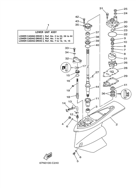 Yamaha TRP Lower Unit Assembly 65N-45300-01-NA - LMC Shop